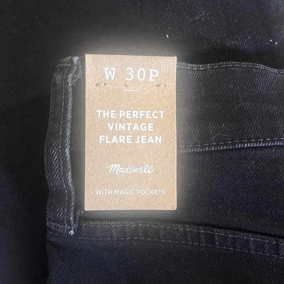 Madewell The Perfect Vintage Black Flare High Rise Denim Jean Size 30 Petite - Picture 15 of 15